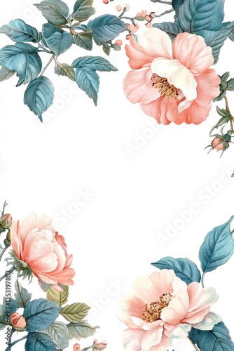 Beautiful watercolor illustration showcasing an arrangement of delicate floral blossoms