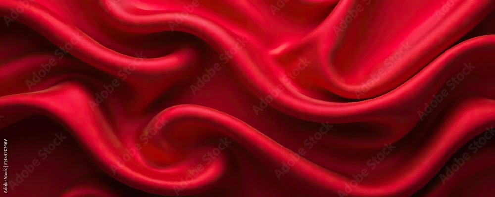Obraz premium Abstract luxurious velvet fabric with liquid folds of silk texture in deep red color, perfect for elegant wallpaper designs or sophisticated Christmas backgrounds, luxury, velvet