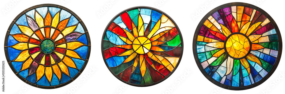Fototapeta premium A stained glass window with a circular design of vibrant colors