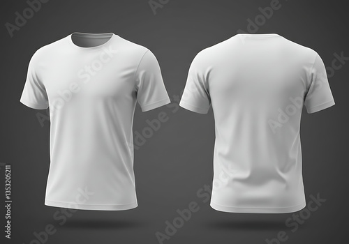Front and Back Views of White Male T Shirt