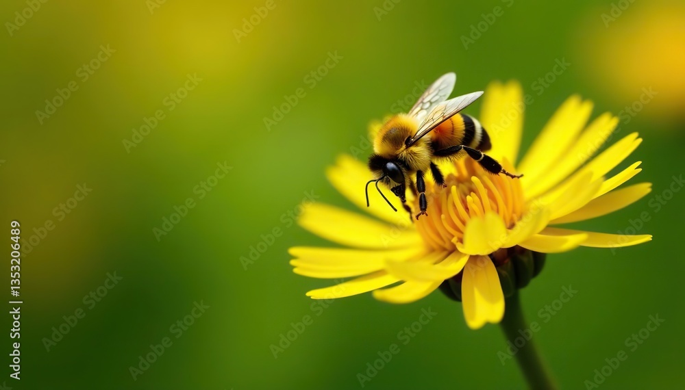 A bumblebee collecting nectar from vibrant yellow dandelion flowers, bumblebee, yellow A bumblebee collecting nectar from vibrant yellow dandelion flowers, bumblebee, yellow