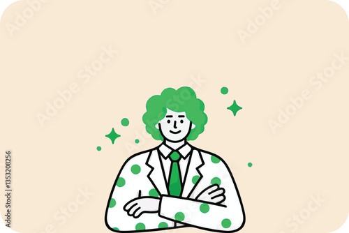Confident Man with Arms Crossed: Success, Authority, and Achievement Vector Art
