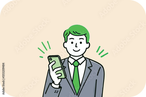 Man Using Smartphone: Mobile Communication, Technology, and Connectivity Vector Illustration
