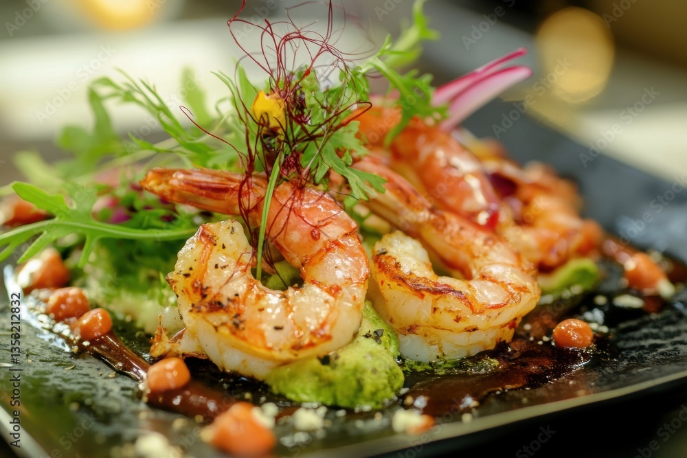 Beautifully plated dish, sophisticated culinary concept for chefs Beautifully plated dish, sophisticated culinary concept for chefs