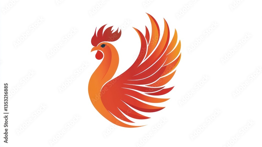 Obraz premium Ornate Rooster Logo Design on White Background