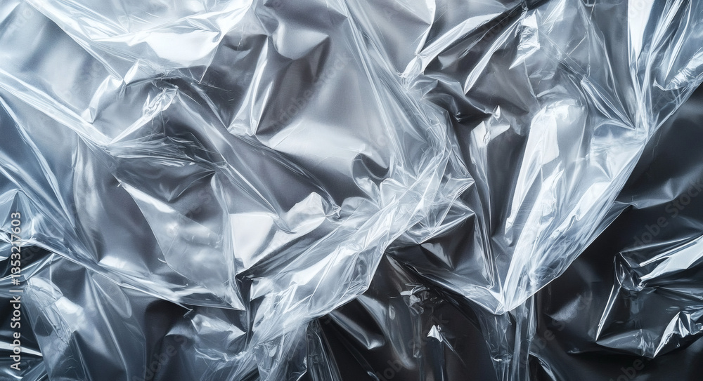 Wrinkled Transparent Plastic Sheet Texture Background with Abstract Surface Pattern and Synthetic Material for Packaging and Industrial Applications Wrinkled Transparent Plastic Sheet Texture Background with Abstract Surface Pattern and Synthetic Material for Packaging and Industrial Applications