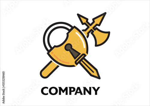 padlock, sword and axe