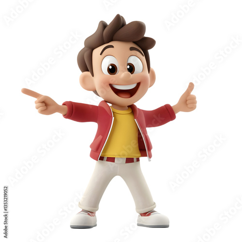 Animated Boy Character With Red Jacket And Smiling Face