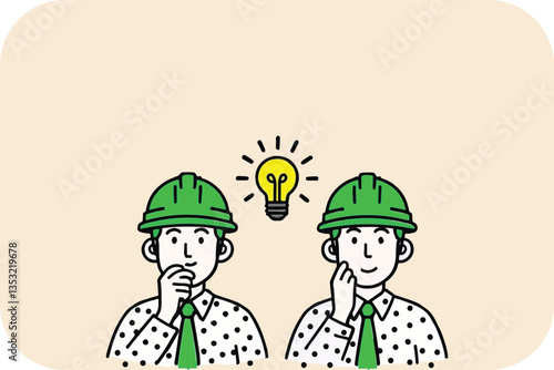 Two Thinkers with Lightbulb: Idea, Innovation, and Solution Vector Illustration