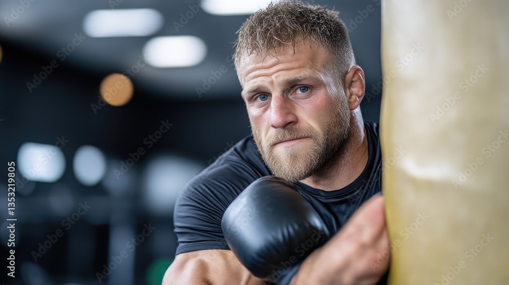 Focused male boxer preparing for a punch Focused male boxer preparing for a punch