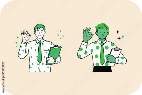 Two Men Giving Okay Sign: Approval, Success, and Positive Business Concept