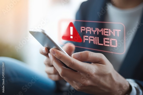 Digital payment failure on smartphone screen