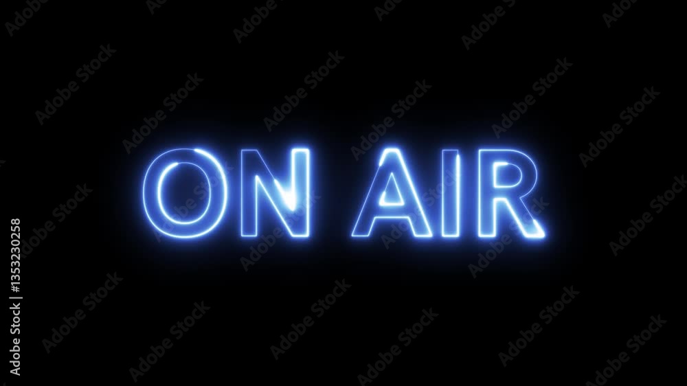 On air neon sign glowing in dark, Electronic display showing red light message ON AIR.
Live On Air text font with light. Red On air neon sign glowing in dark, Electronic display showing red light message ON AIR.
Live On Air text font with light. Red