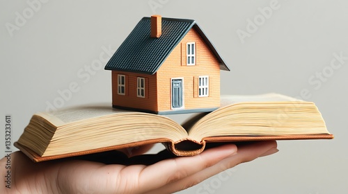 A hand holding a small model house, depicted in a symbolic gesture home ownership or real estate investment, against a minimalist background, emphasizing the personal aspect housing