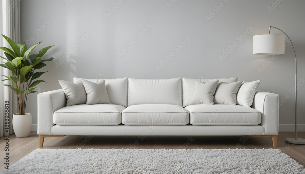 Modern comfy white couch sofa. Modern house interior. Modern comfy white couch sofa. Modern house interior.