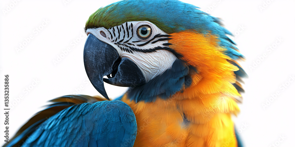Fototapeta premium Close-up of a vibrant blue-and-gold macaw.
