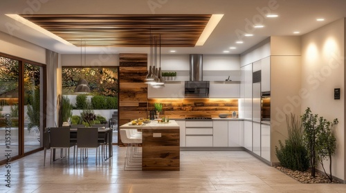 Wallpaper Mural Modern Bright Kitchen with Wooden Accents and Open Concept Design Torontodigital.ca