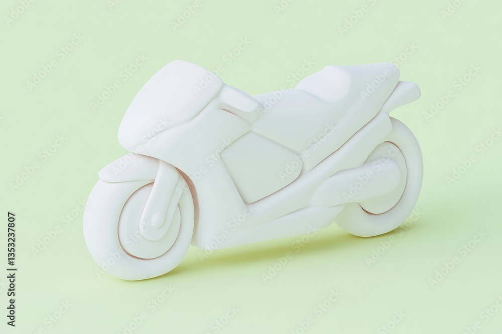 White minimalist motorcycle model. Solid, simple form White minimalist motorcycle model. Solid, simple form