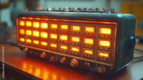Vintage Electronic Device with Glowing Nixie Tubes photo