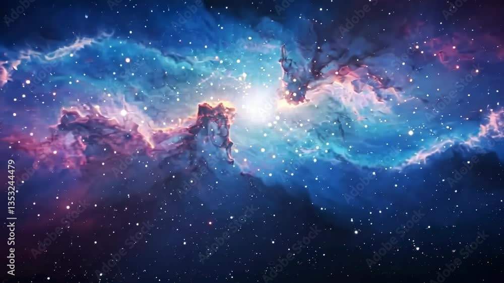 Breathtaking animated deep space journey through nebula and galaxy system view Breathtaking animated deep space journey through nebula and galaxy system view