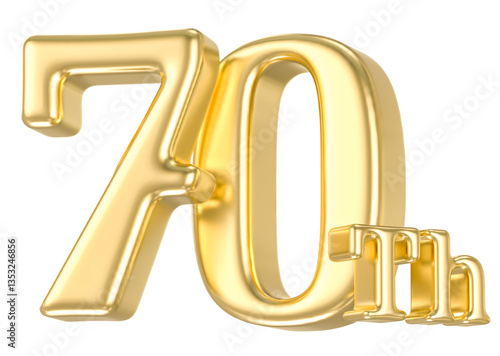 70 Th Anniversary Number Gold 3D