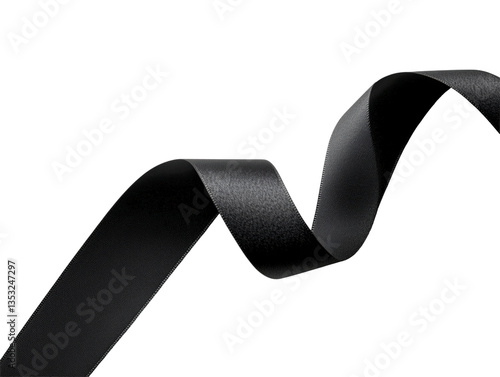 Elegant Black Satin Ribbon on Minimalist White Background