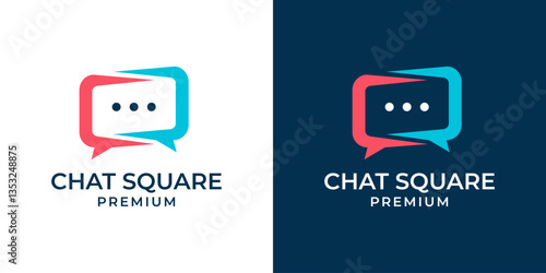 Chat icon conversation logo design template. Business consultation design with chat vector icon illustration. Square chat box design. Suitable for business, technology, company, mobile app.