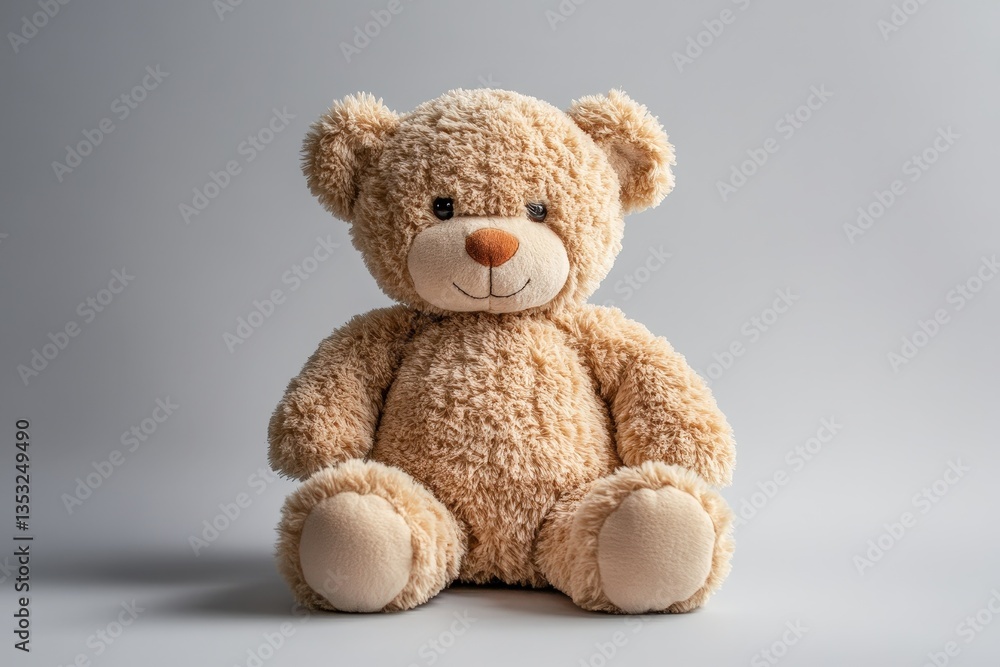Obraz premium A cute teddy bear is sitting upright on a plain surface