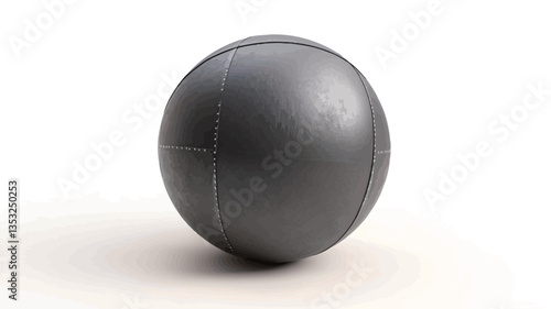 A close-up studio shot of a dark gray exercise ball against a plain white background. The ball is spherical with subtle panel lines visible and appears to be made of a matte, rubber-like material.