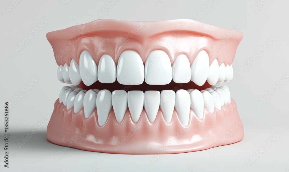teeth that are realistic. White smile isolated in 3D for orthodontic clinic, white jaw render in dentistry concept. dental hygiene model teeth that are realistic. White smile isolated in 3D for orthodontic clinic, white jaw render in dentistry concept. dental hygiene model