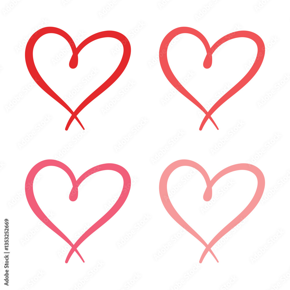 Vector Hand Drawn Heart Icon Set Vector Hand Drawn Heart Icon Set
