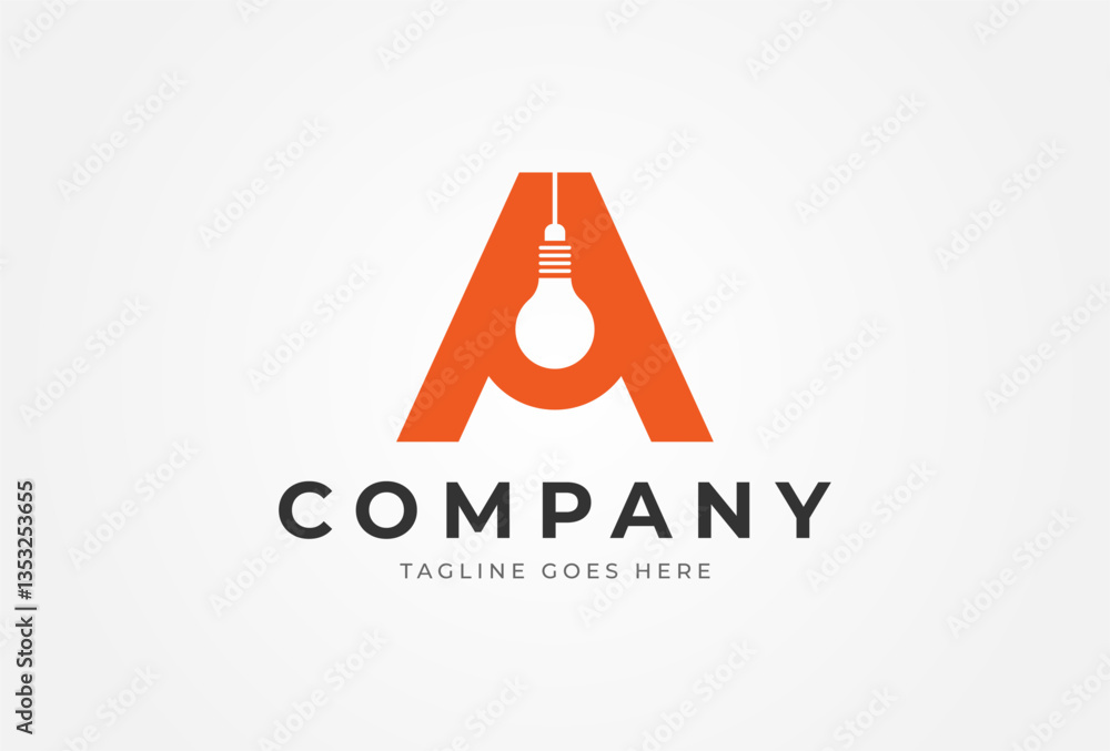 Letter A Electric logo. Letter A with light bulb icon inside. flat design logo template. vector illustration Letter A Electric logo. Letter A with light bulb icon inside. flat design logo template. vector illustration
