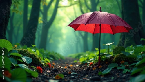 Wallpaper Mural Dark forest with large umbrella leaves on the ground , dark, undergrowth Torontodigital.ca