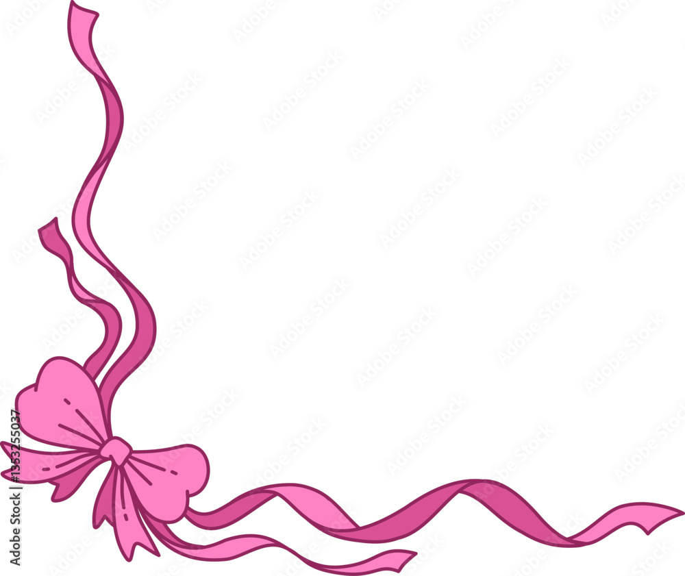 Hand drawn retro coquette bow doodle corner border Hand drawn retro coquette bow doodle corner border