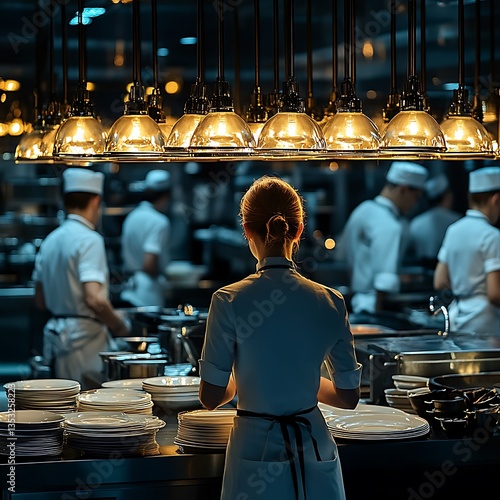 Chef Team in Modern Kitchen.