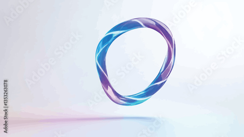 The image depicts a stylized, three-dimensional ring or loop.  The form is smooth and appears to be made of a translucent material with a blue and purple gradient. The colors are vibrant and appear