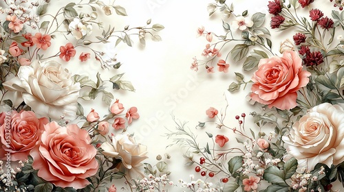 Elegant floral arrangement with roses and blossoms.