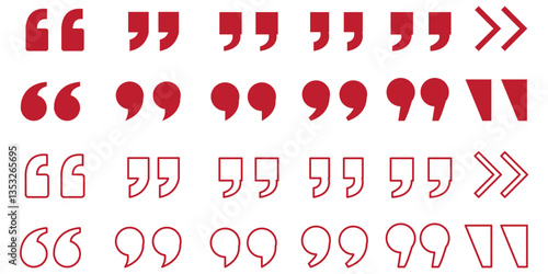 Creative Quotation Marks Unique Styles for Text and Design Enhancements, letters and numbers, set of numbers, Fully scalable and customizable for print and digital.