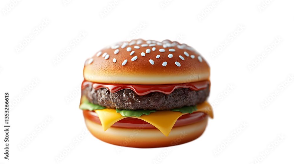 Realistic 3d Rendered Burger With Transparent Background Realistic 3d Rendered Burger With Transparent Background