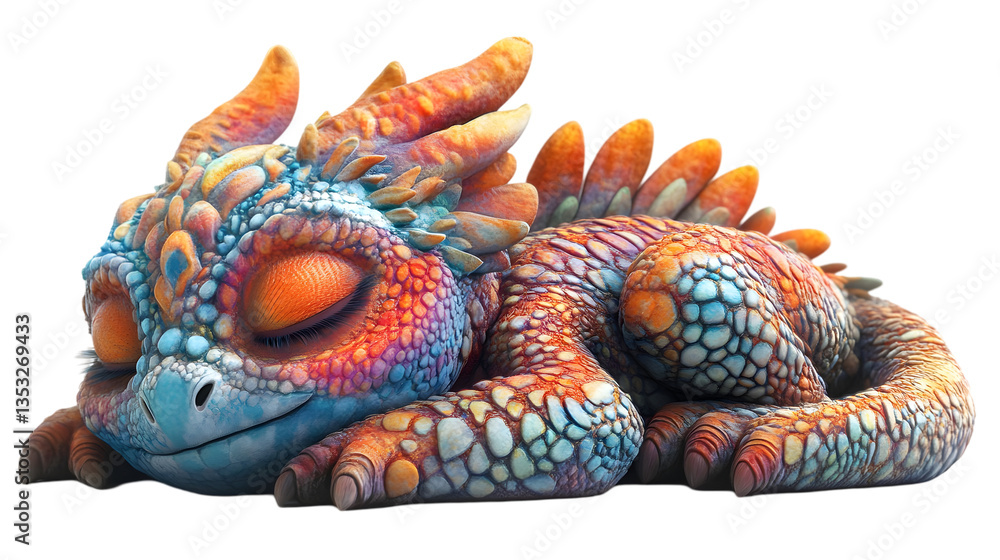 Naklejka premium Sleeping Colorful Dragon