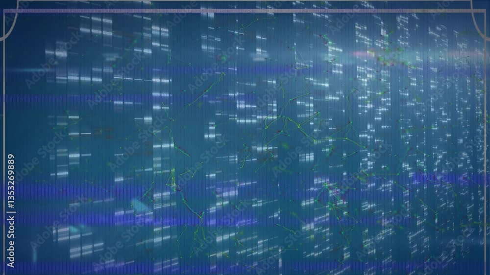 Animation of digital data streams forming patterns on blue background in school Animation of digital data streams forming patterns on blue background in school