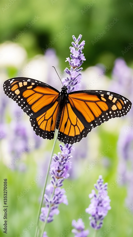 Obraz premium Monarch Butterfly Lavender Flower Nature