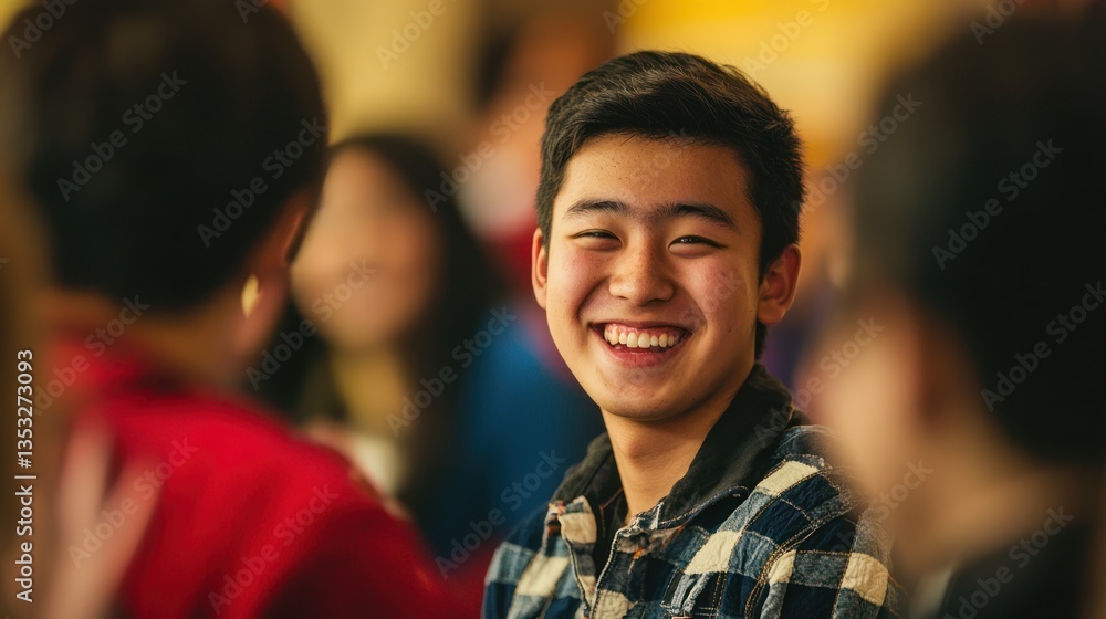 An international student enjoying a cultural exchange event with peers from around the world.
