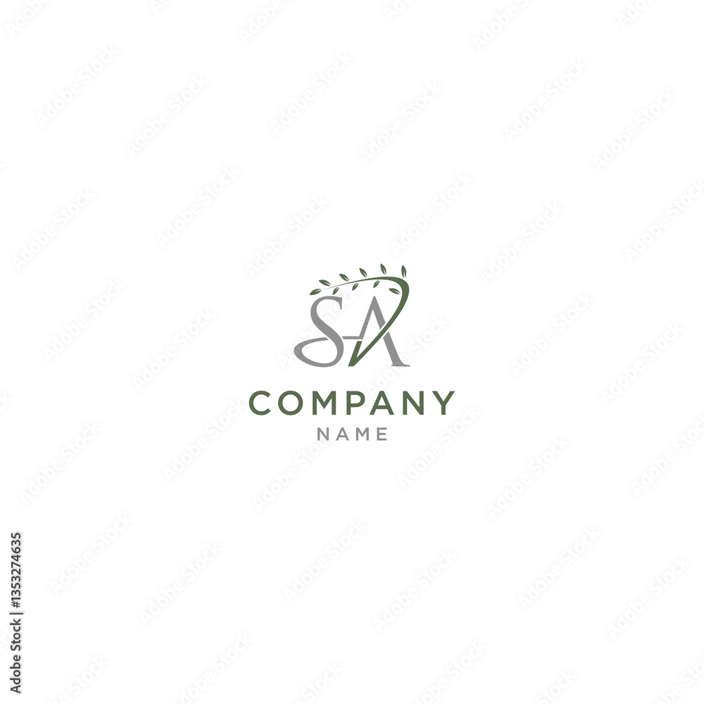 initial letter sa logo design, with swoosh and leaf initial letter sa logo design, with swoosh and leaf