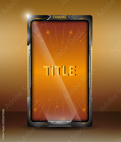 Layout laranja em formato story em moldura futurista