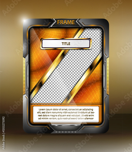 Layout laranja em moldura futurista
