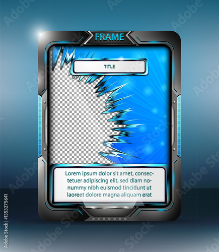 Layout azul claro em moldura futurista