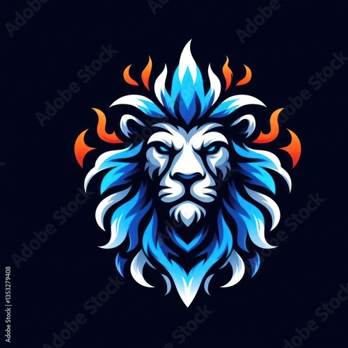 Fiery Ice Lion Mascot Logo. (1)