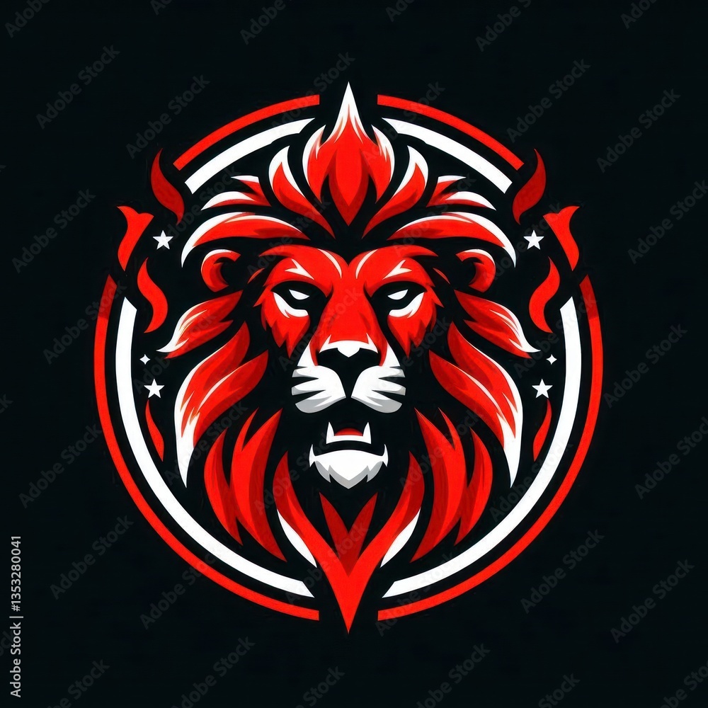Obraz premium Fiery Lion Head Logo Design. (1)