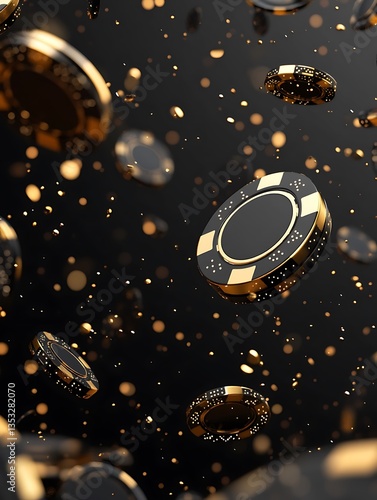 Elegant casino poker chips floating against a dark background beautifully
